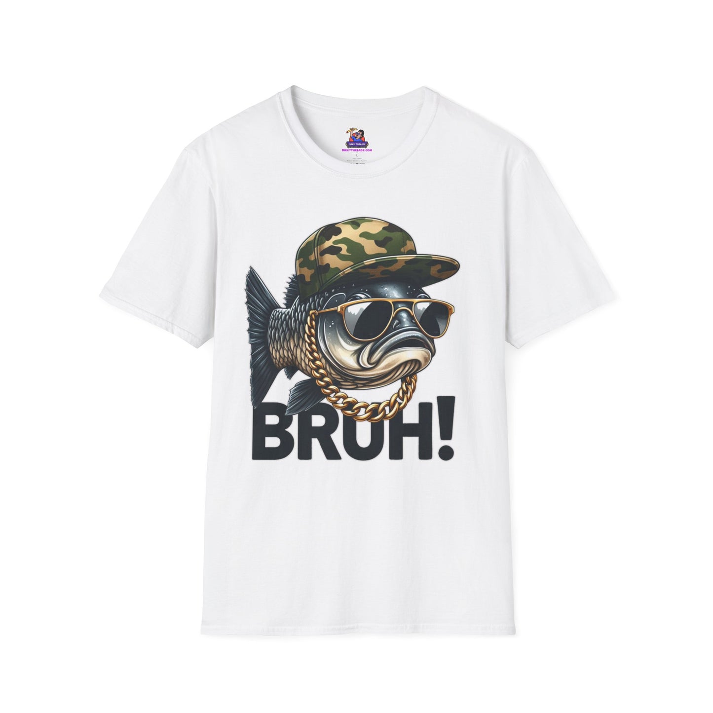 Bruh lets go fishing Unisex Softstyle T-Shirt Fishing humor, Fisherman Gift Pun T-Shirt Funny Fish Tee Fishy Vibes Unique Unisex Tee