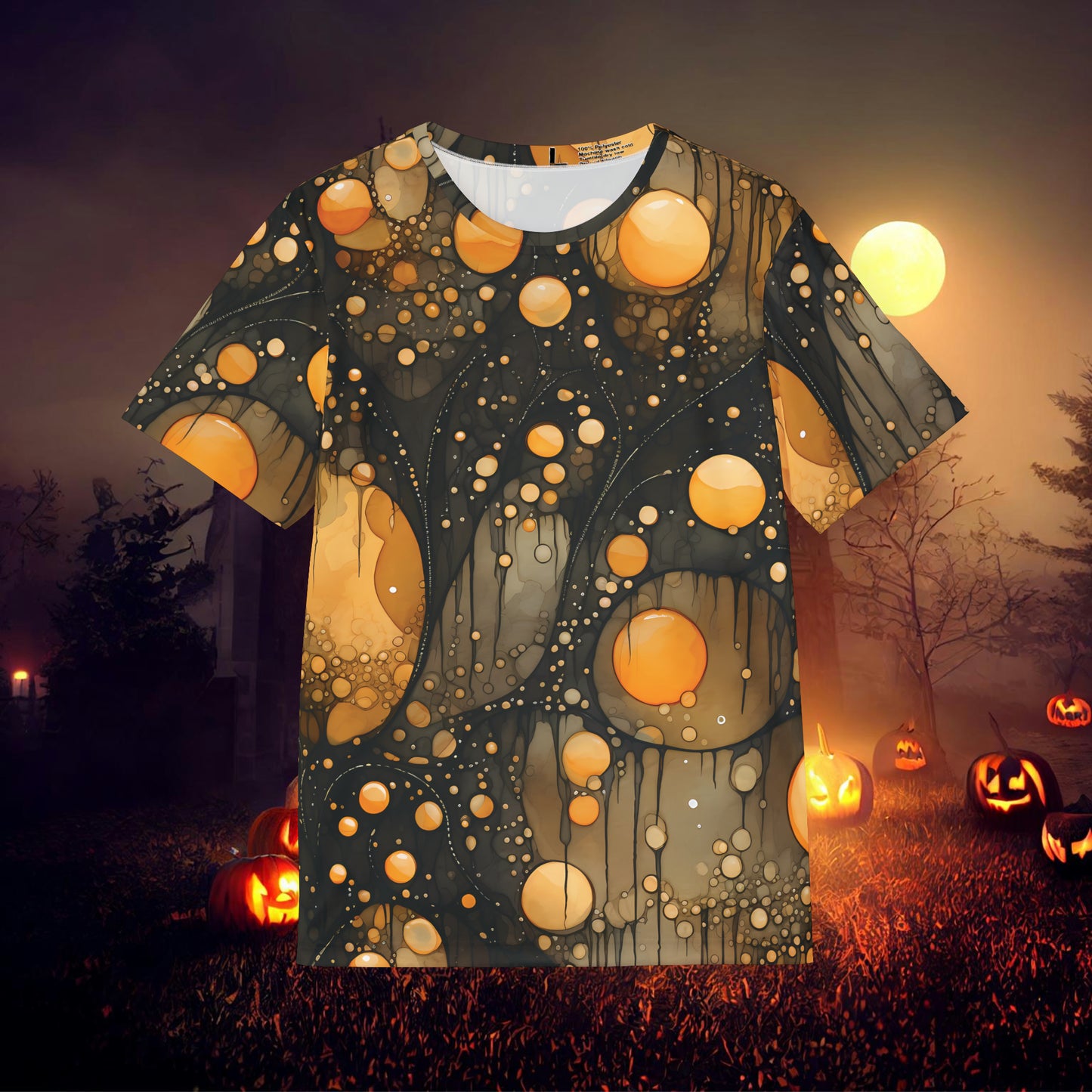 Halloween Yellow Orange Floating Blobs and Dark Streaks Men's Sports Jersey (AOP)