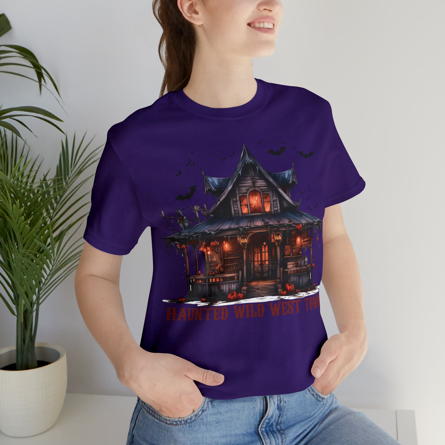 Haunted Wild West Town Halloween Western Unisex Jersey Short Sleeve Tee Gifts for Him Gifts For Her