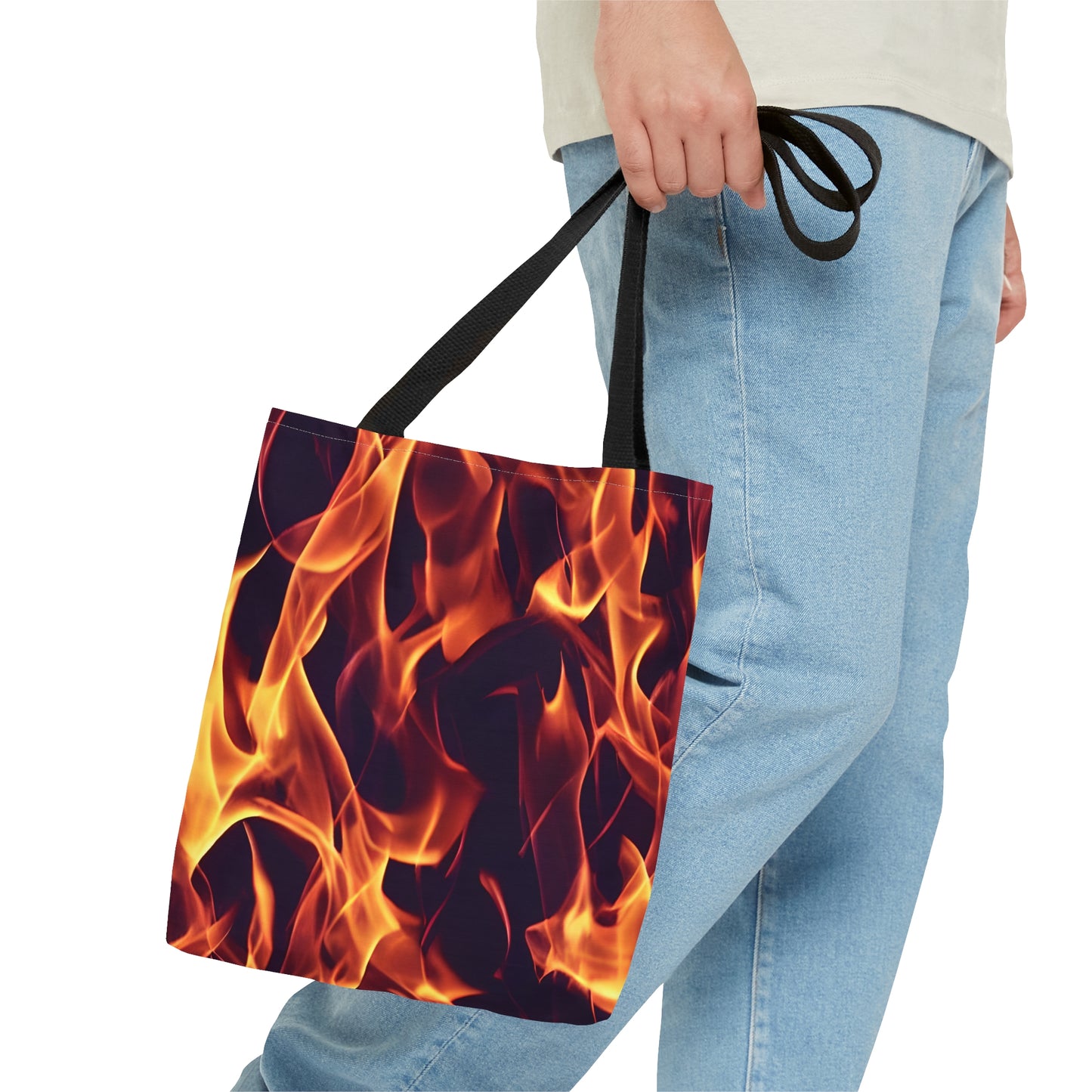 Flames Unleashed: Realistic All Over Print Tote Bag