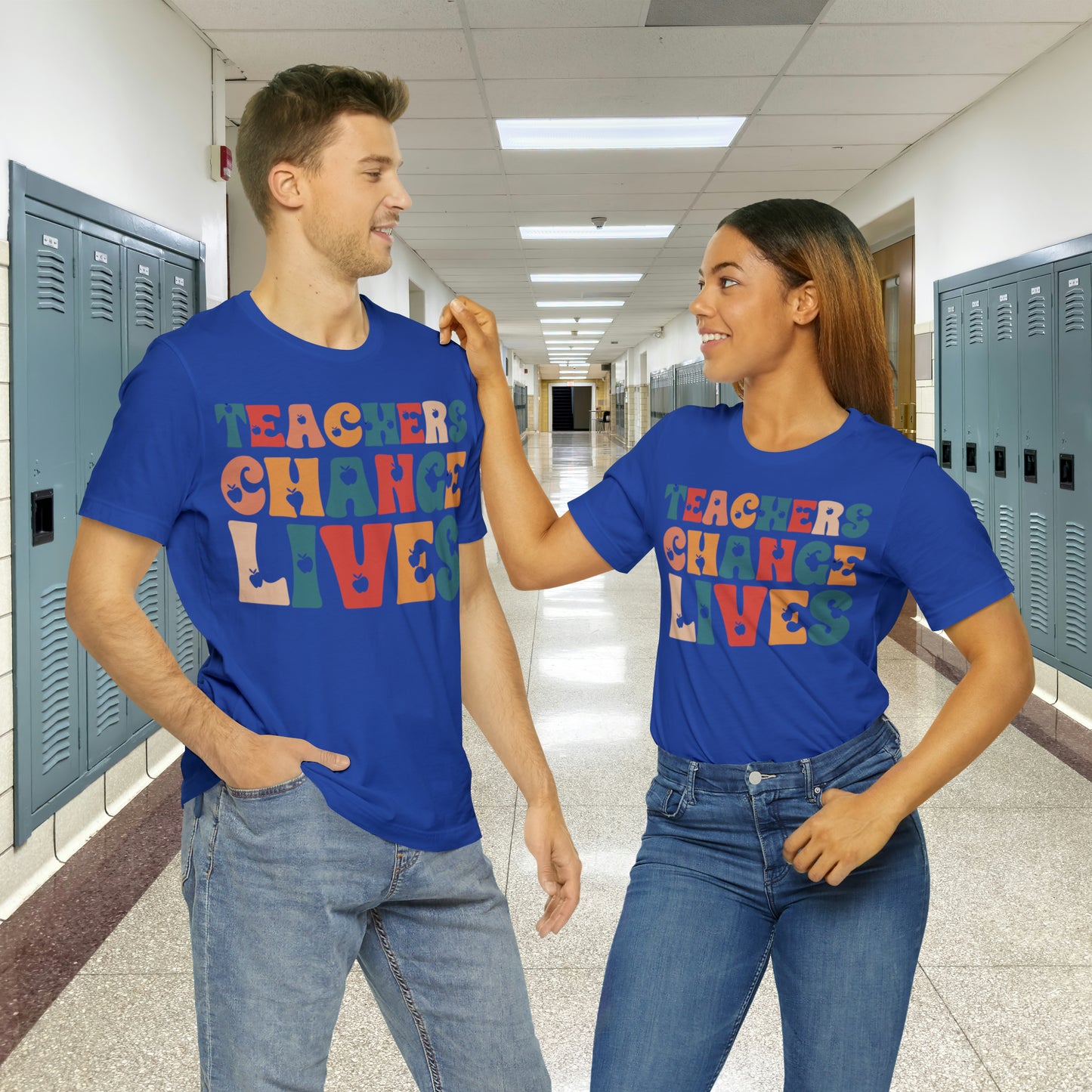 Colorful Teachers Change Lives Back to School Unisex Jersey Short Sleeve Tee Gifts for him, Gifts for Her