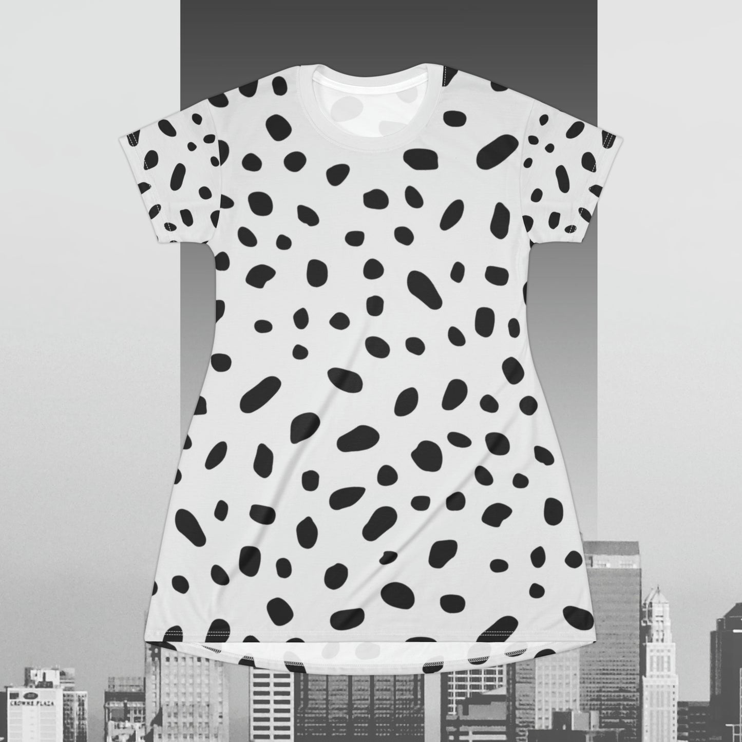 White Cheetah Print T-Shirt Dress (AOP)