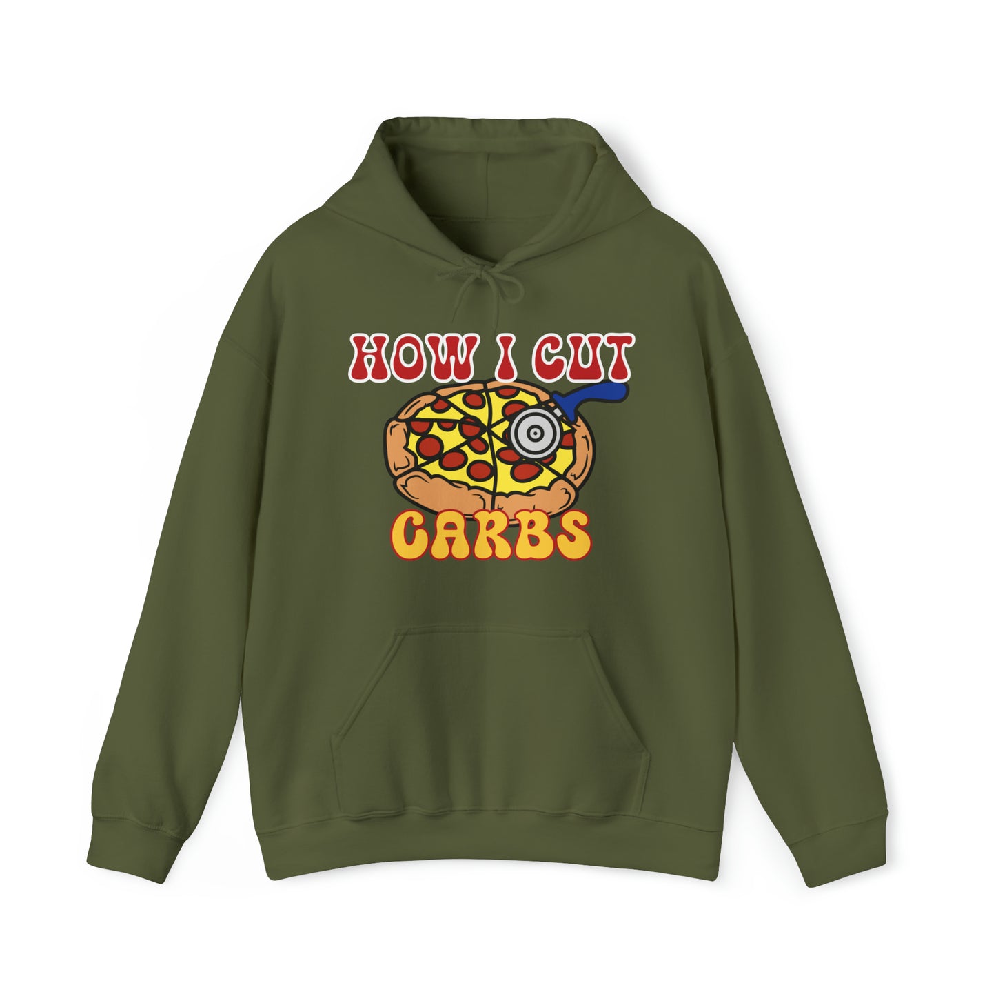 How I Cut Carbs Unisex Heavy Blend™ Hooded Sweatshirt Funny Pizza