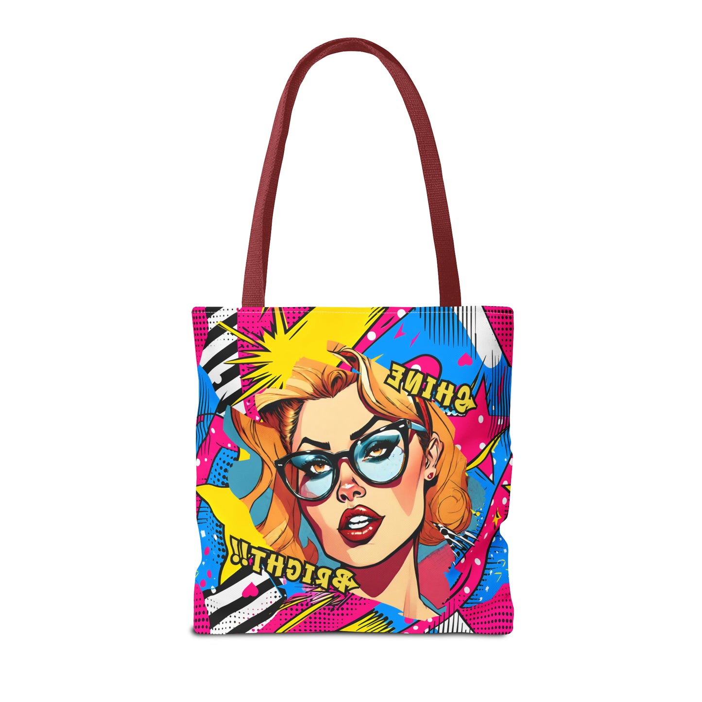 Shine Bright Lady on a Abstract Comic Pop AOP Tote Bag