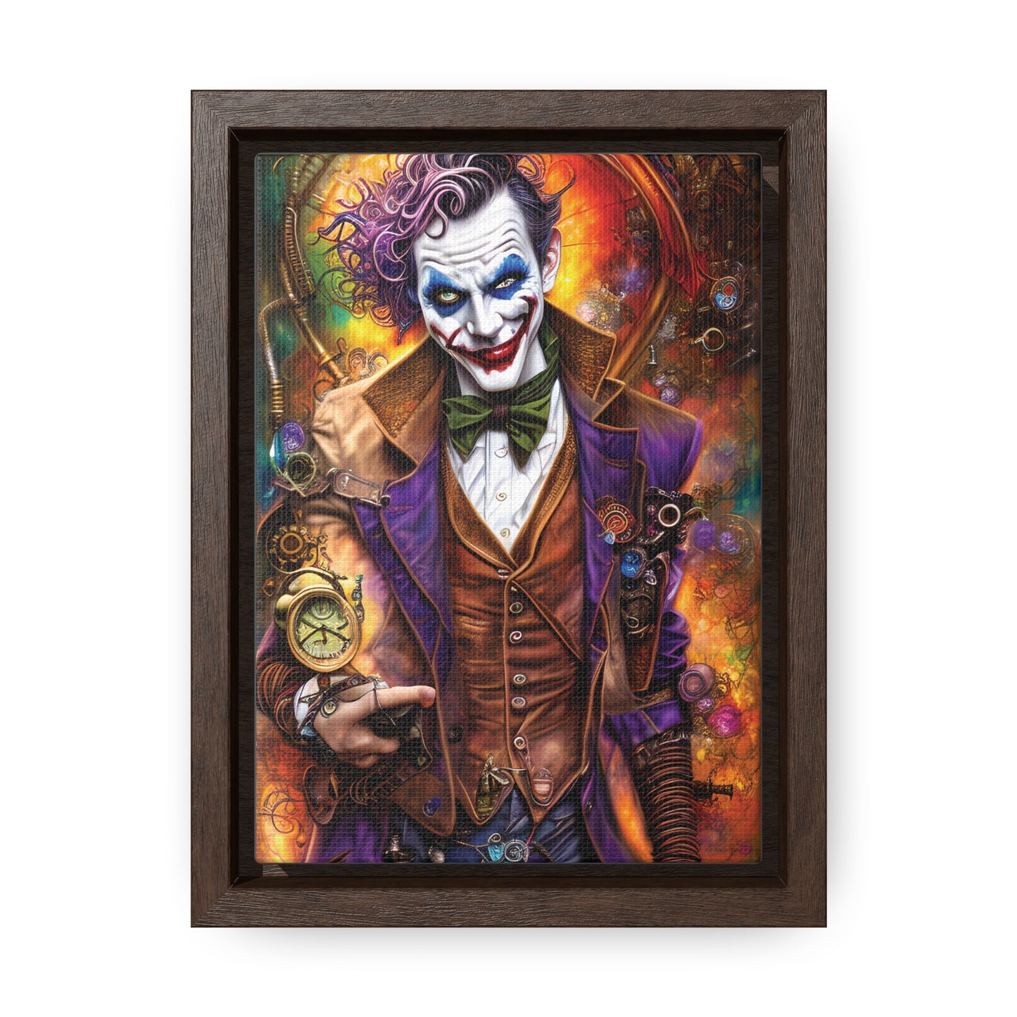 Steampunk-Joker-Hearts-Tribal-Fractal Gallery Canvas Wraps, Vertical Frame