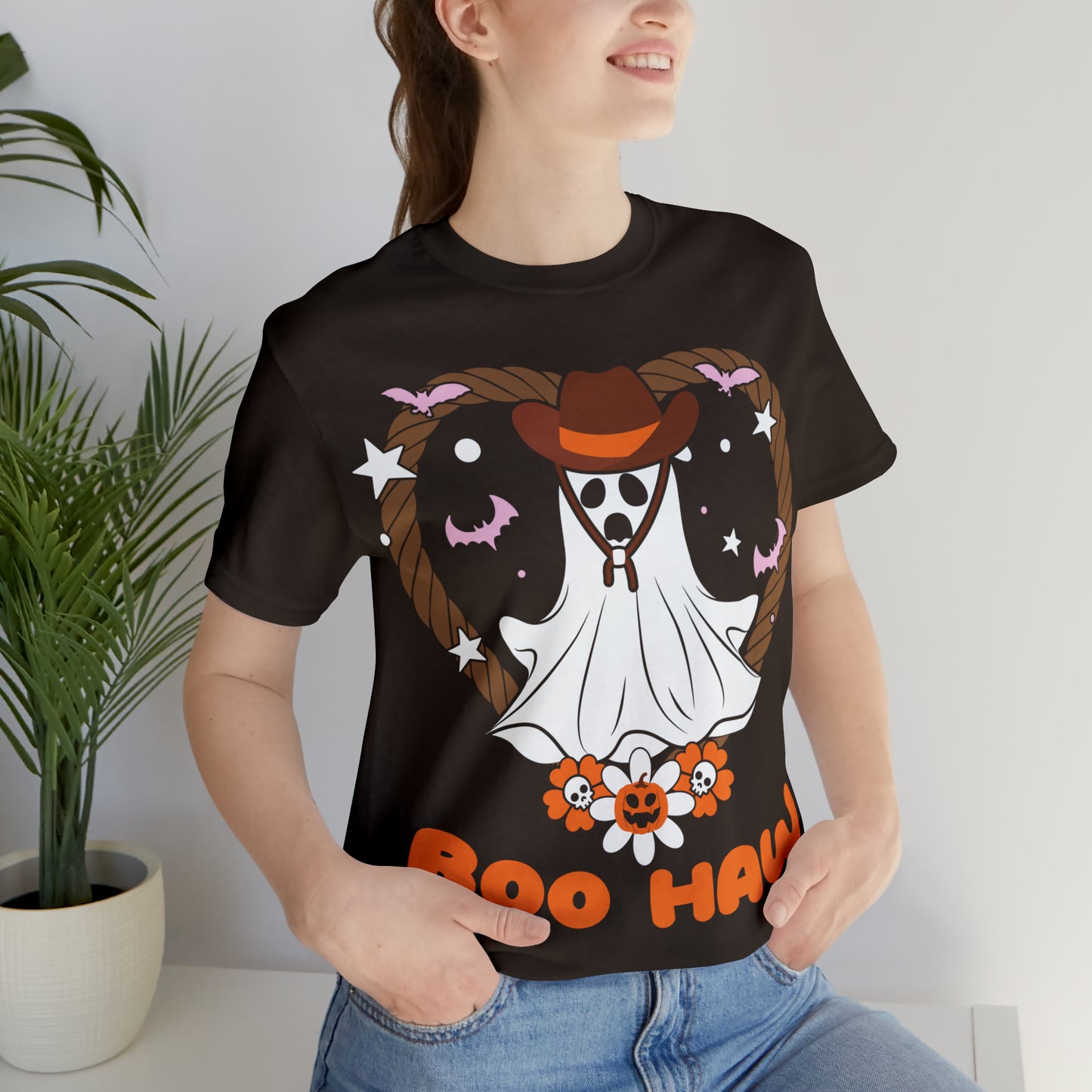 Boo Haw Retro Groovy Western Halloween Unisex Jersey Short Sleeve Tee Gifts for Him Gifts for Her