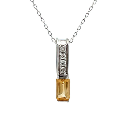.06ct Citrine Diamond Fashion Pendants 10KT White Gold