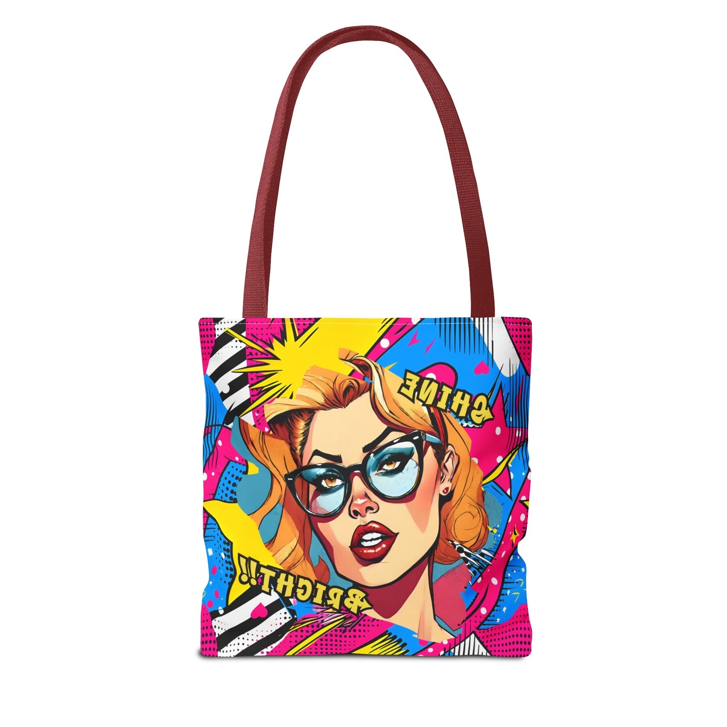 Shine Bright Lady on a Abstract Comic Pop AOP Tote Bag