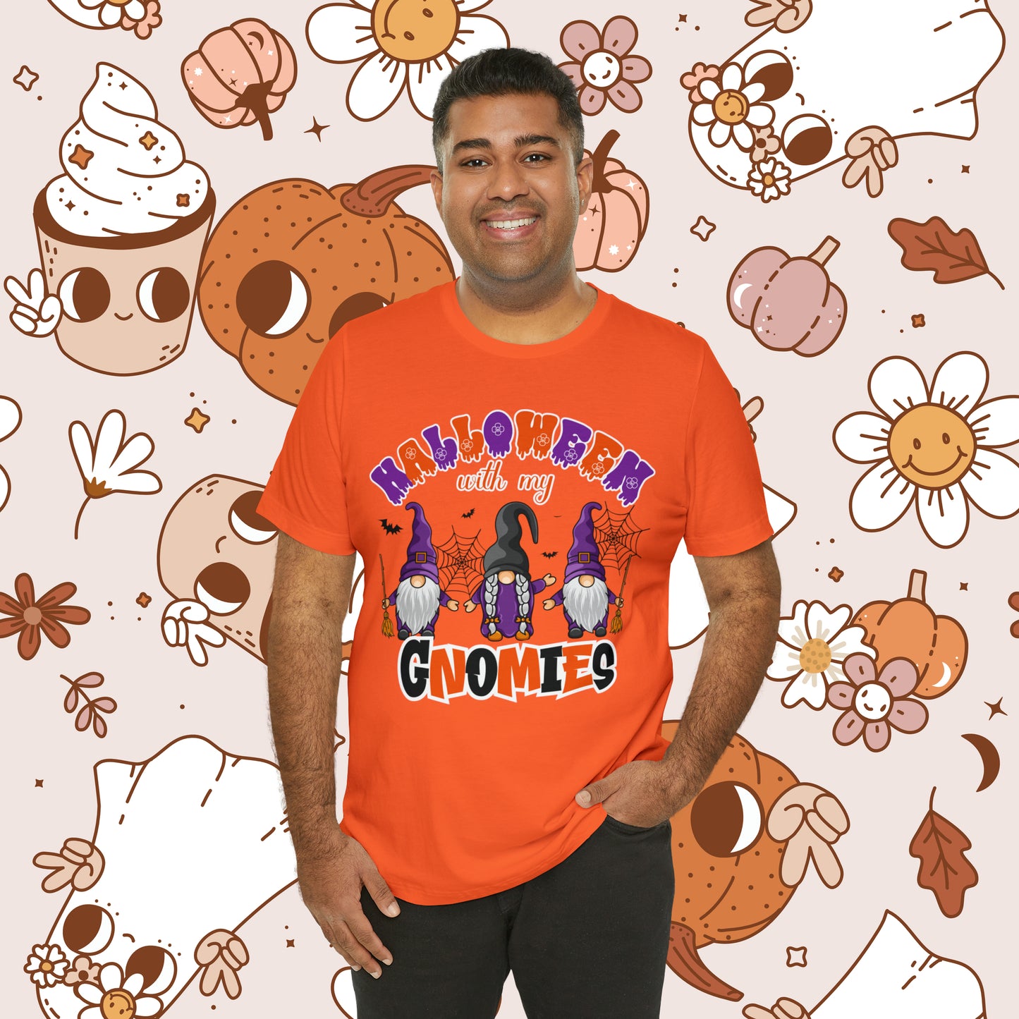 Halloween with my Gnomies Unisex Jersey Short Sleeve Tee Gifts for Him Gifts for Her