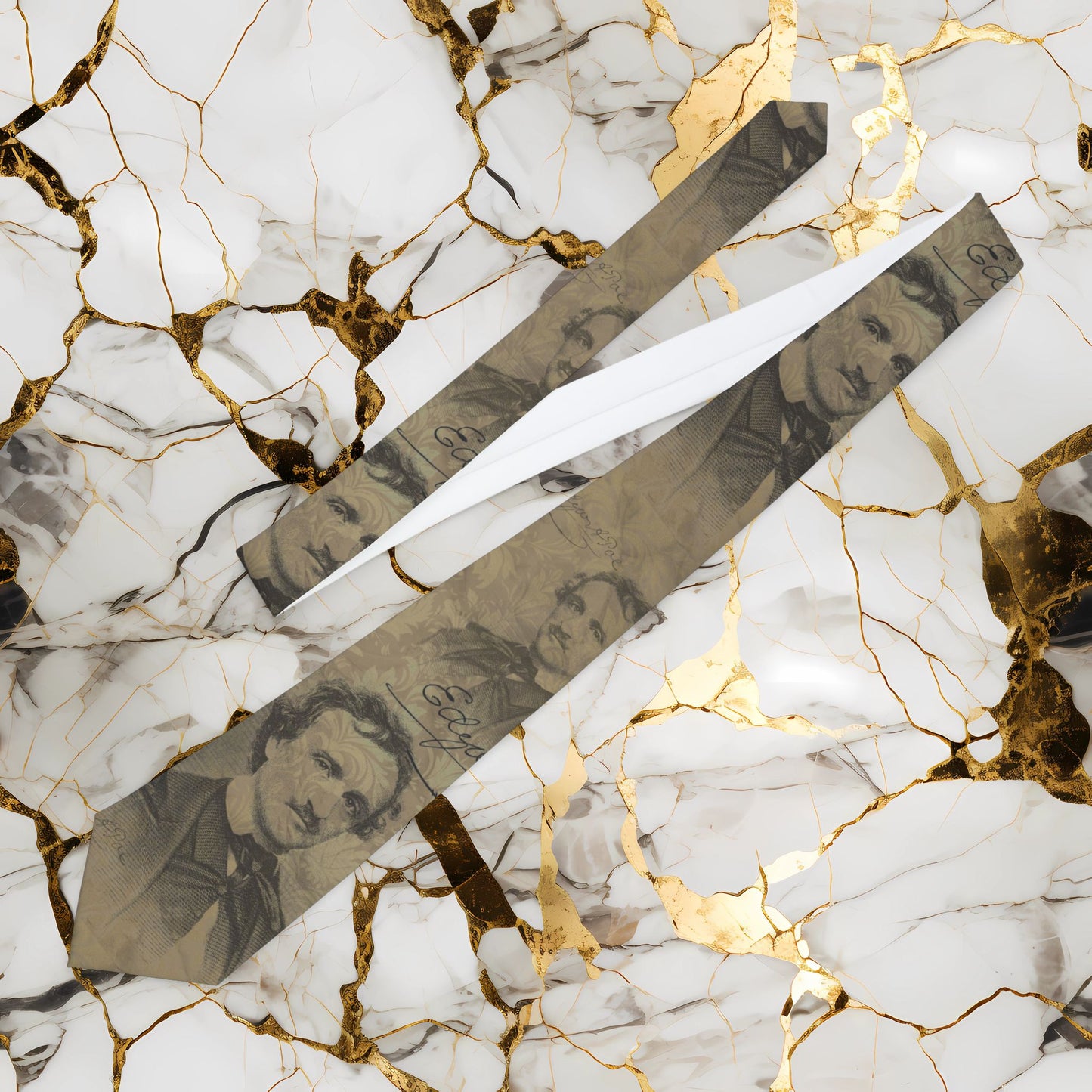 Vintage Poet Portrait Necktie — Classic Literary Tie with Sepia Portraits