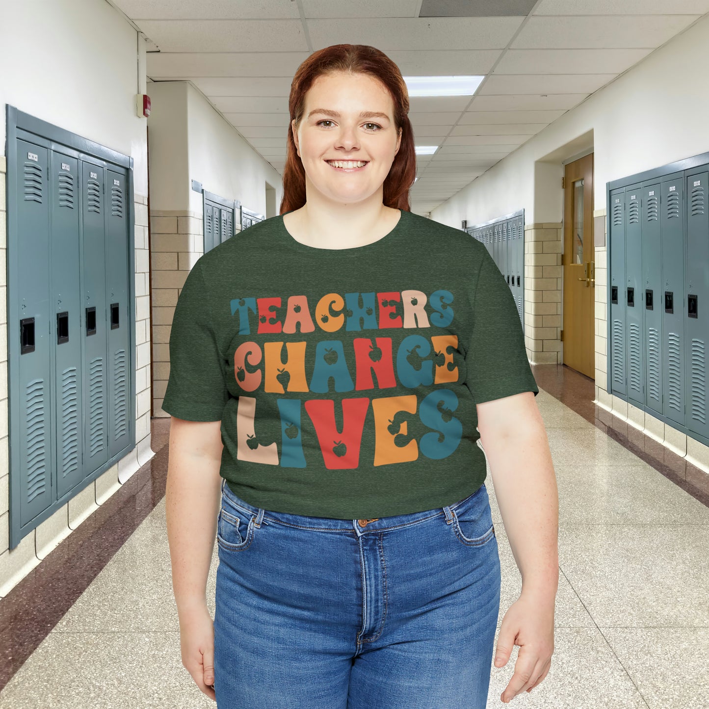 Colorful Teachers Change Lives Back to School Unisex Jersey Short Sleeve Tee Gifts for him, Gifts for Her