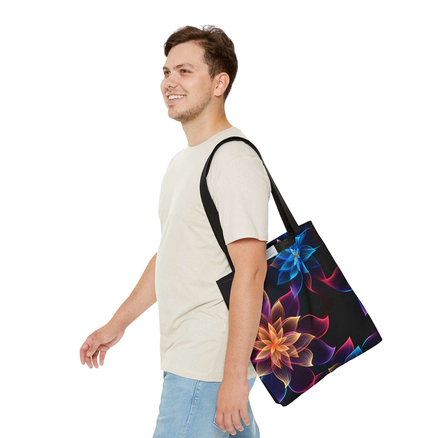 Vibrant Elegance: Neon Floral All Over Print Tote Bag