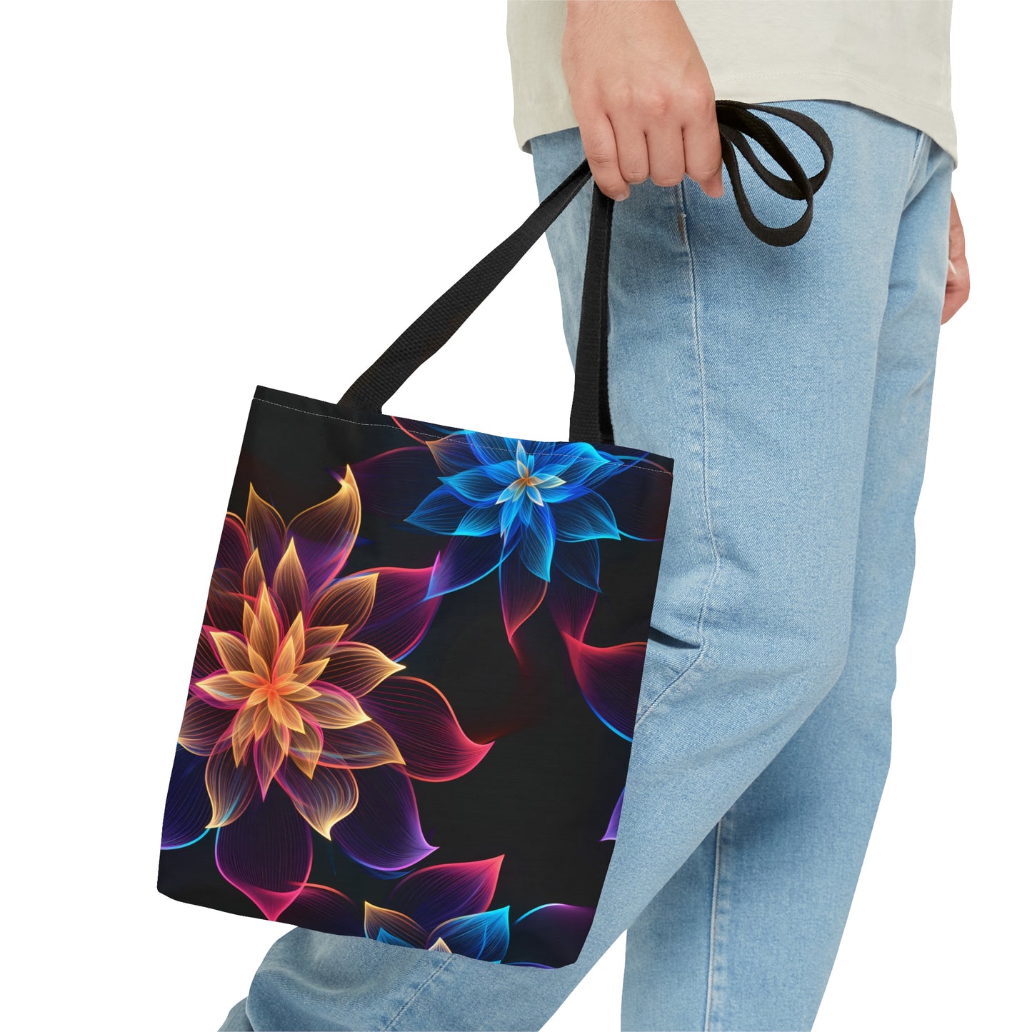 Vibrant Elegance: Neon Floral All Over Print Tote Bag