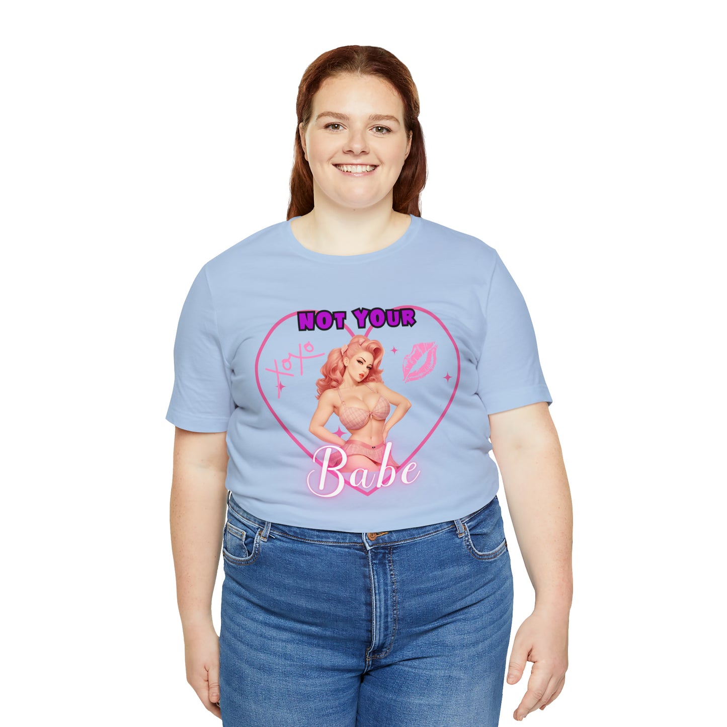 Vintage Pink Pinup Girl "Not Your Babe" on a Bella+Canva 3001 Unisex Jersey T-Shirt - A Must-Have Gift for her