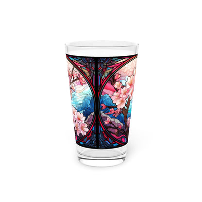 Cherry Blossoms in Full Bloom: A Stained Glass Masterpiece 16oz Pint Glass Gift idea gifts for home decor housewarming gift