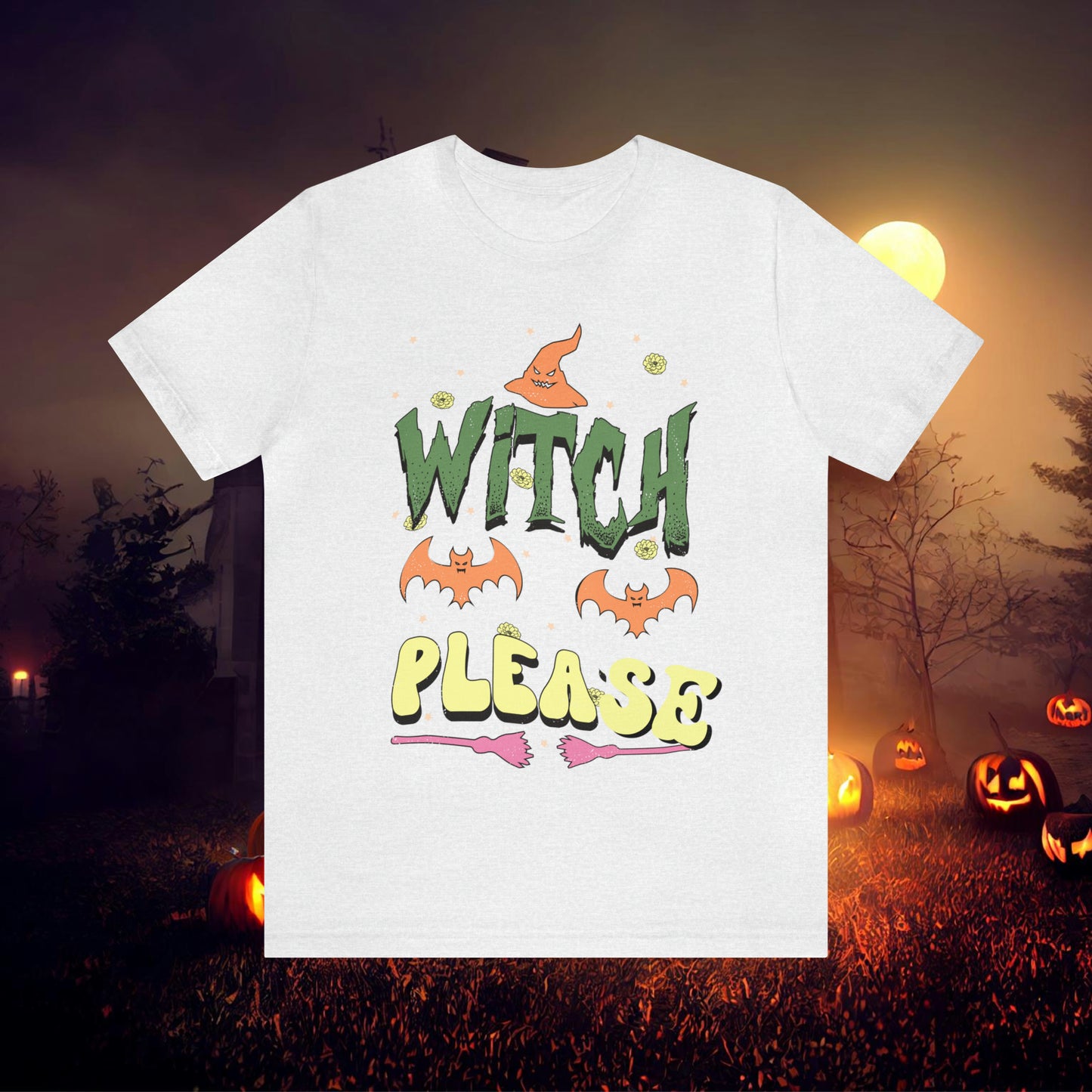 Witch Please Retro Groovy Halloween Unisex Jersey Short Sleeve Tee Gifts for Her Gifts for him