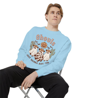 Ghouls Just Wanna Have Fun Western Halloween Unisex Garment-Dyed Sweatshirt