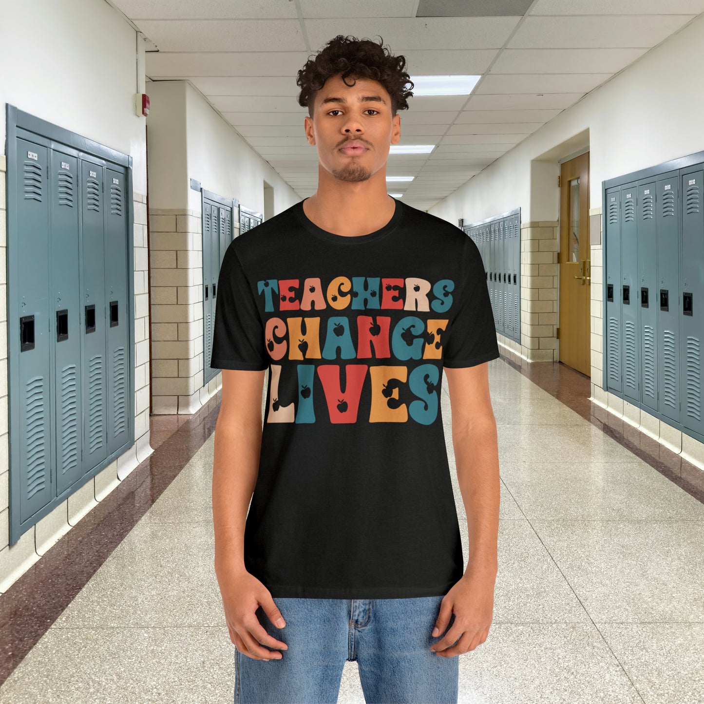 Colorful Teachers Change Lives Back to School Unisex Jersey Short Sleeve Tee Gifts for him, Gifts for Her