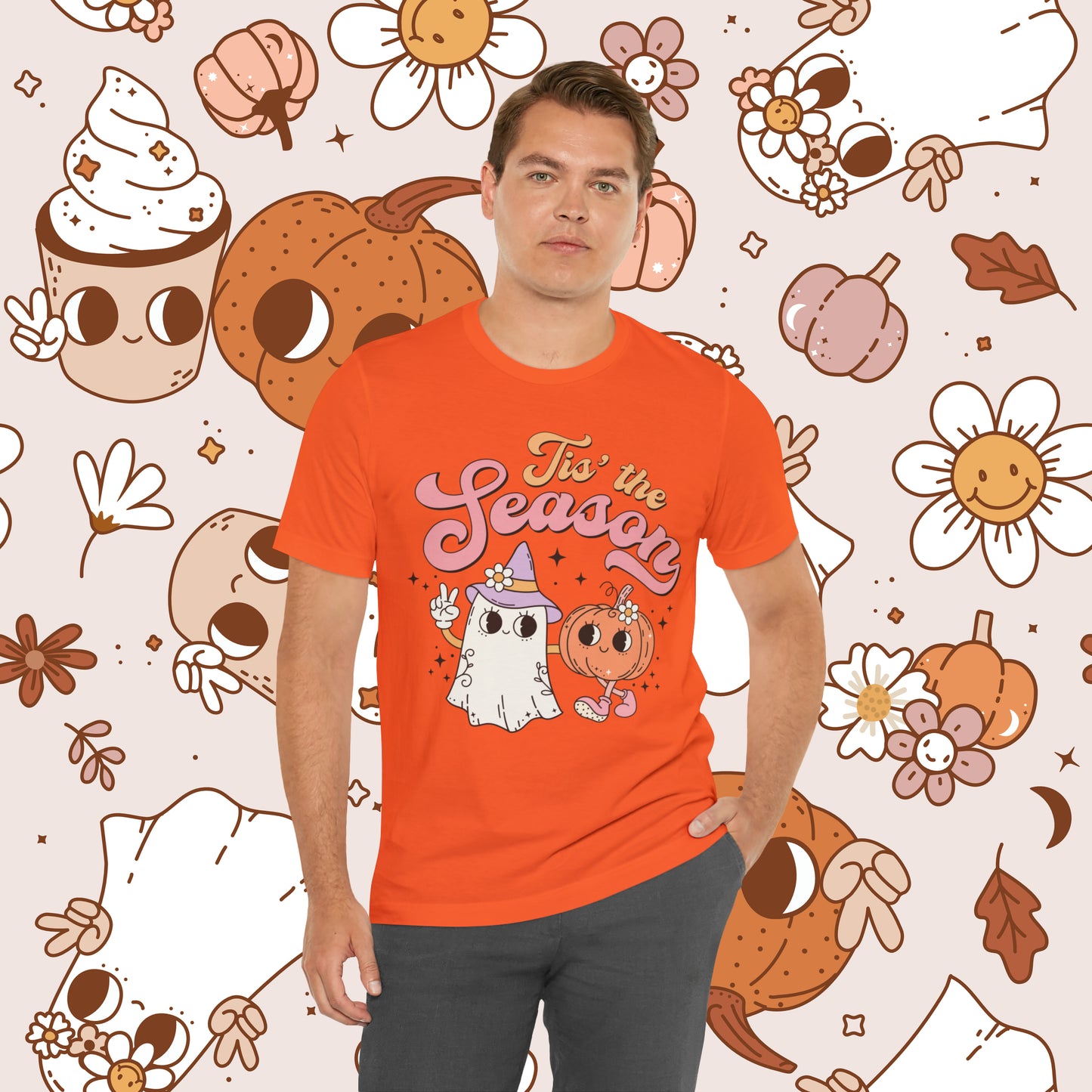 Tis The Season Retro Groovy Halloween Unisex Jersey Short Sleeve Tee GIfts for Him Gifts for Her