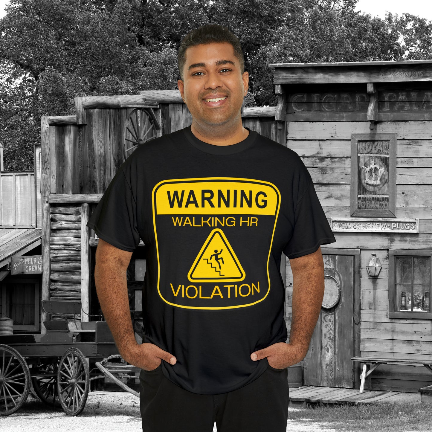 Warning Walking HR VIOLATION Unisex Heavy Cotton Tee