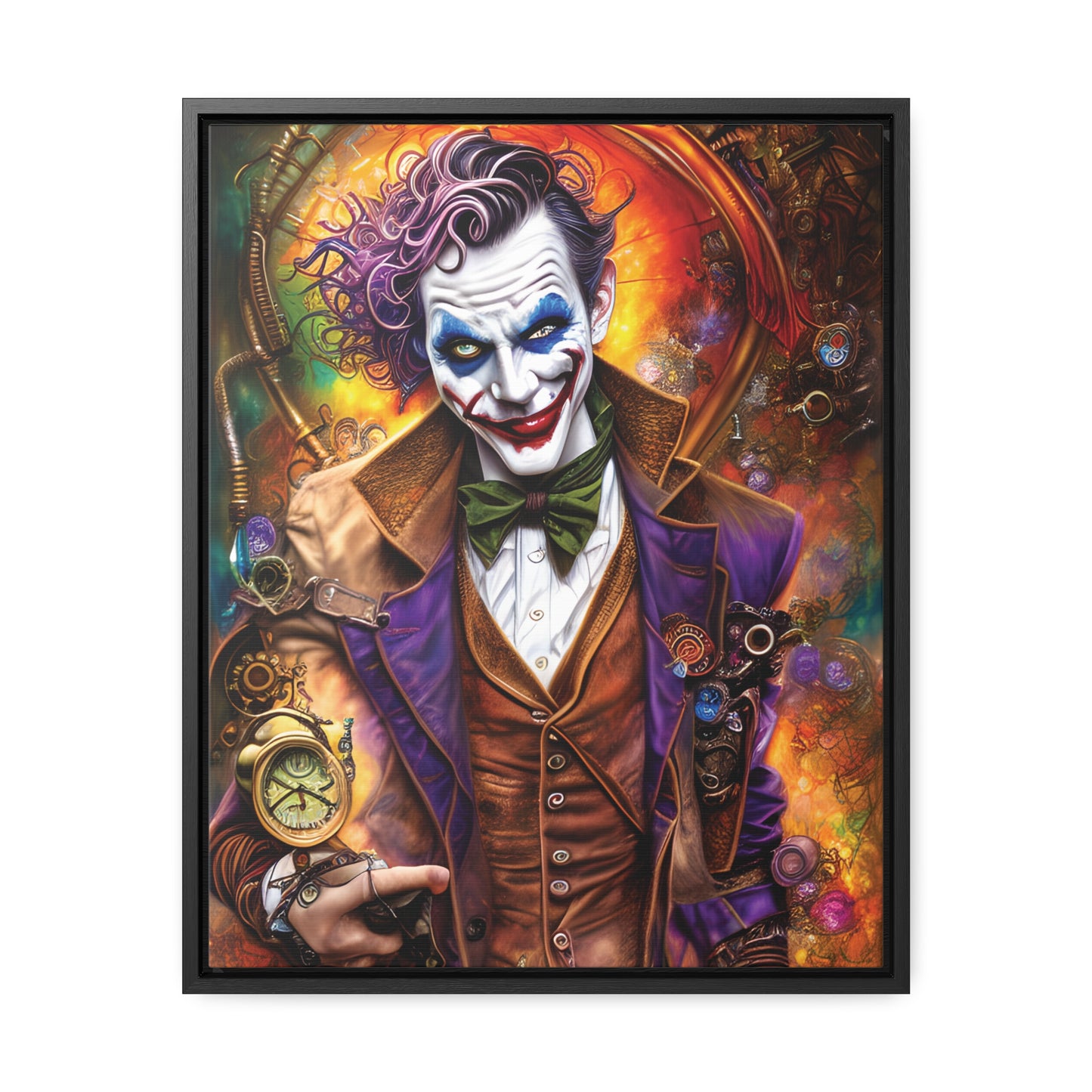 Steampunk-Joker-Hearts-Tribal-Fractal Gallery Canvas Wraps, Vertical Frame