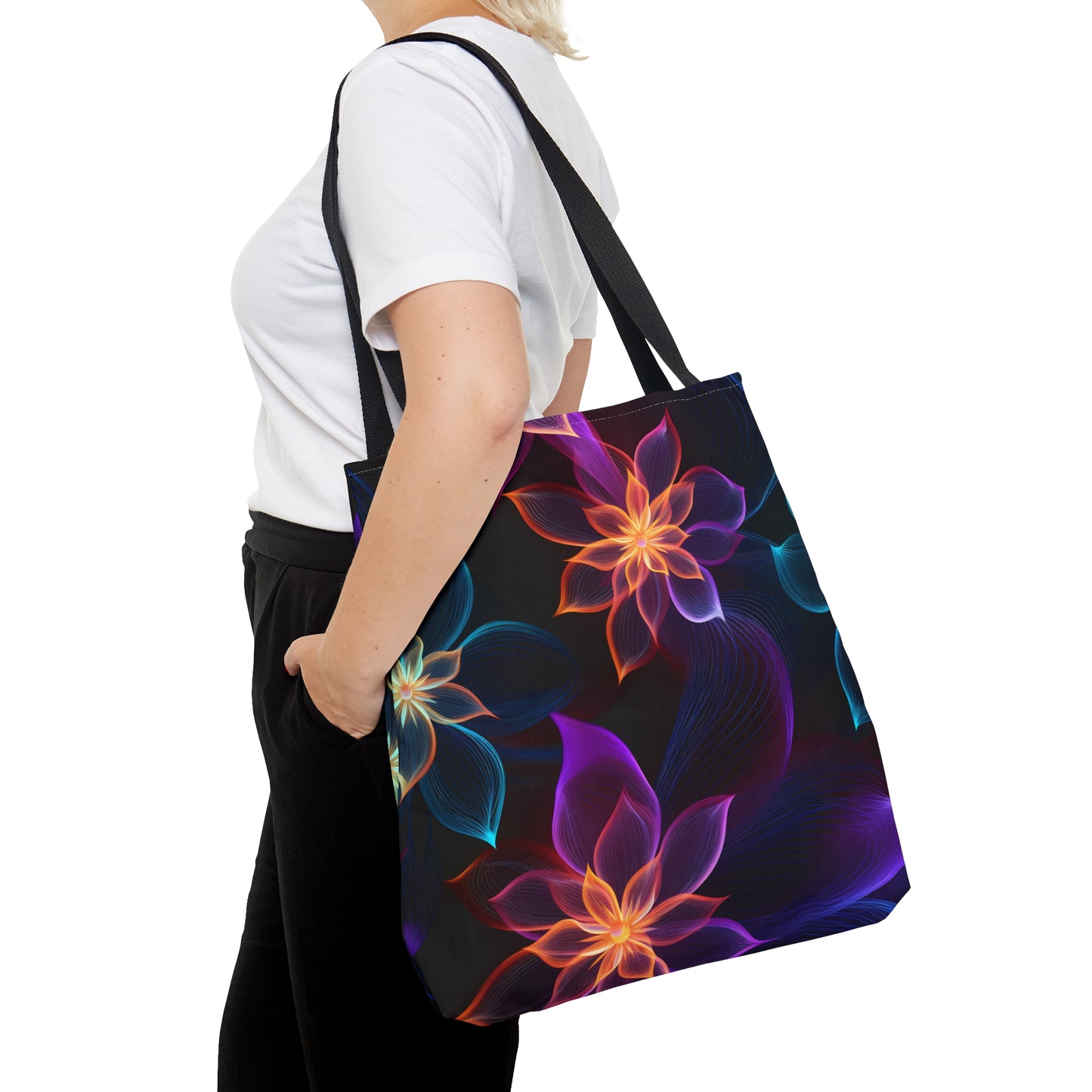 Funky Neon Petals All Over Print Tote Bag