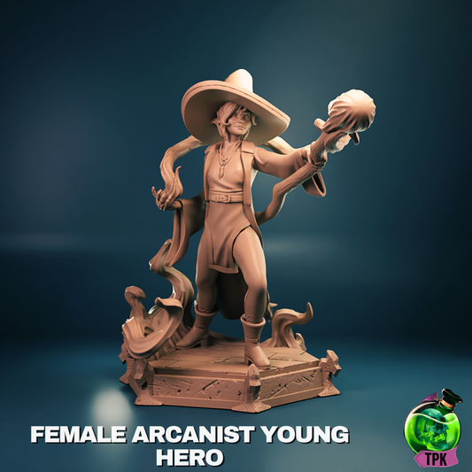 Young Elven Arcanist Miniature & Bust – Female Elf Wizard