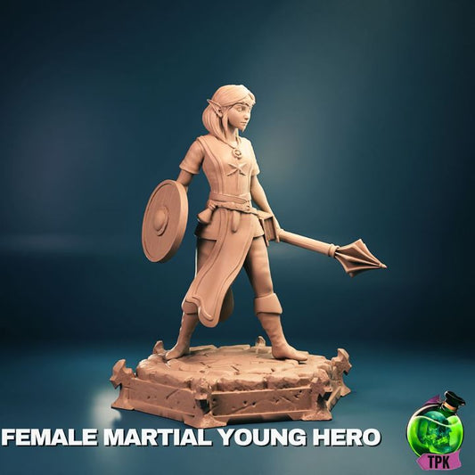 Young Elven Warrior Girl - Bust & Full Miniature