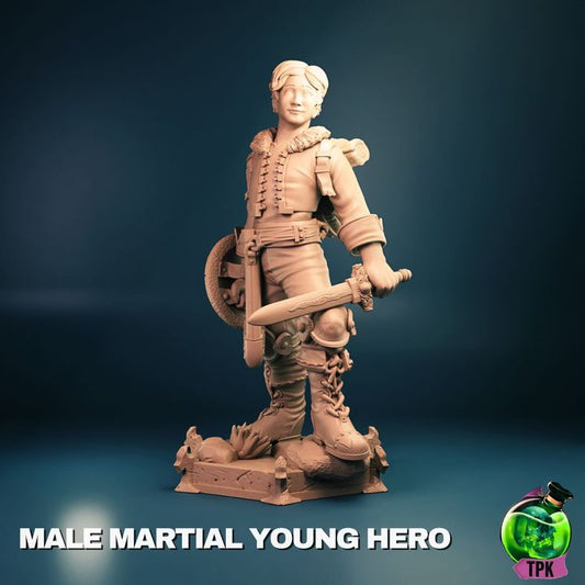 Young Male Fighter Hero - Bust & Full Miniature