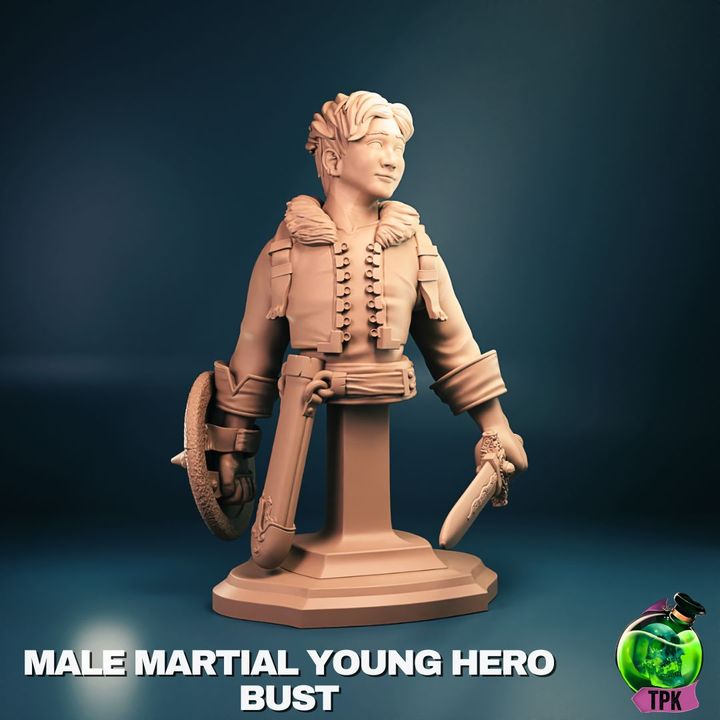 Young Male Fighter Hero - Bust & Full Miniature