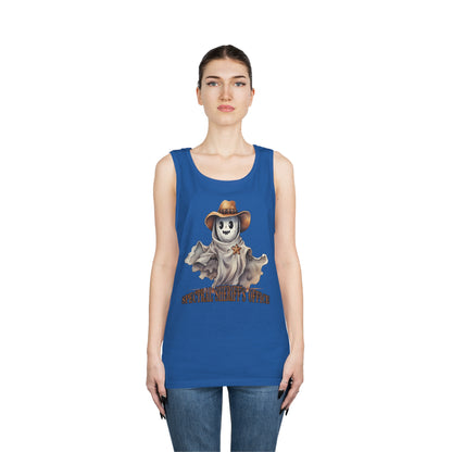 Spectral Sheriff's Office Western Halloween Unisex Heavy Cotton Tank Top Gifts for Him Gifts for Her