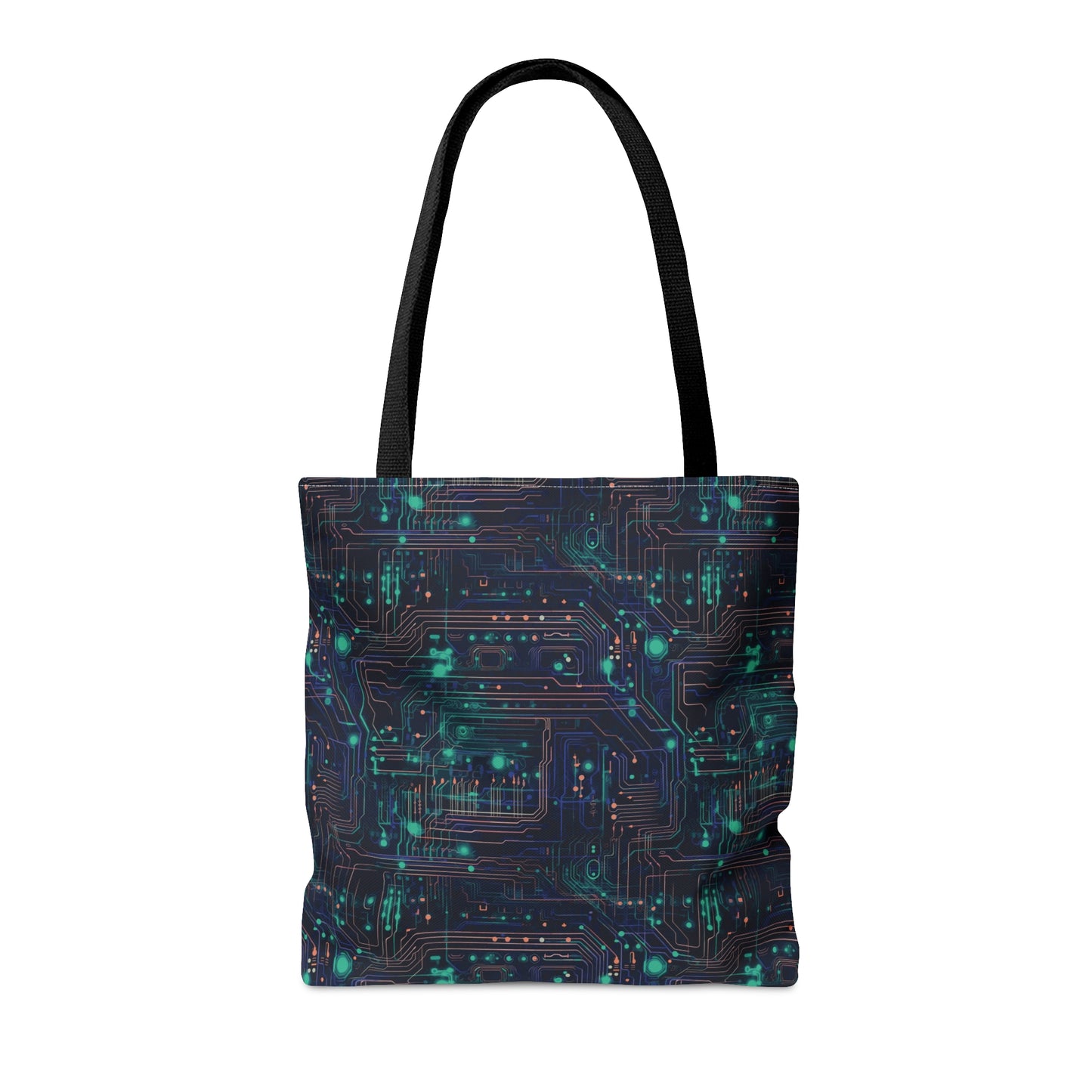 Cyberpunk Chic: Neon Circuit Board All Over Print Tote Bag