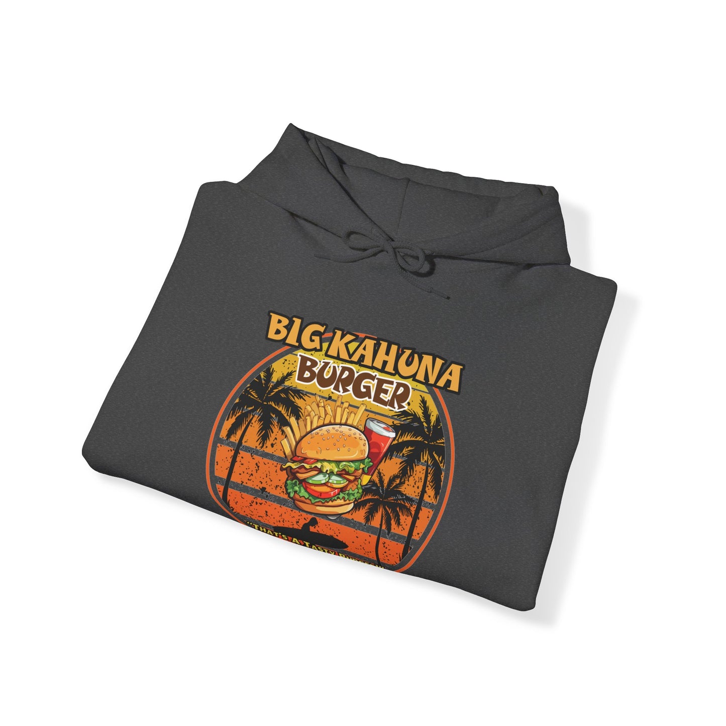 Big Kahuna Burger  Unisex Heavy Blend™ Hooded Sweatshirt Cozy Movie Magic, Burger Lover's Delight.