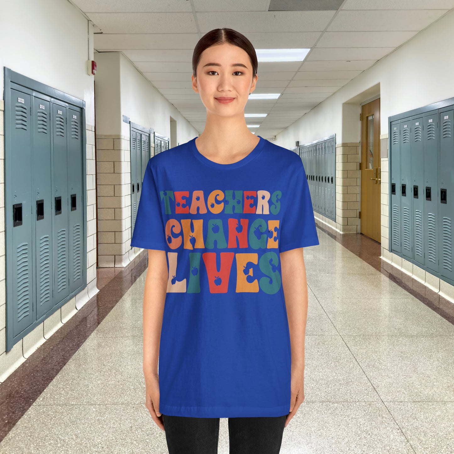 Colorful Teachers Change Lives Back to School Unisex Jersey Short Sleeve Tee Gifts for him, Gifts for Her