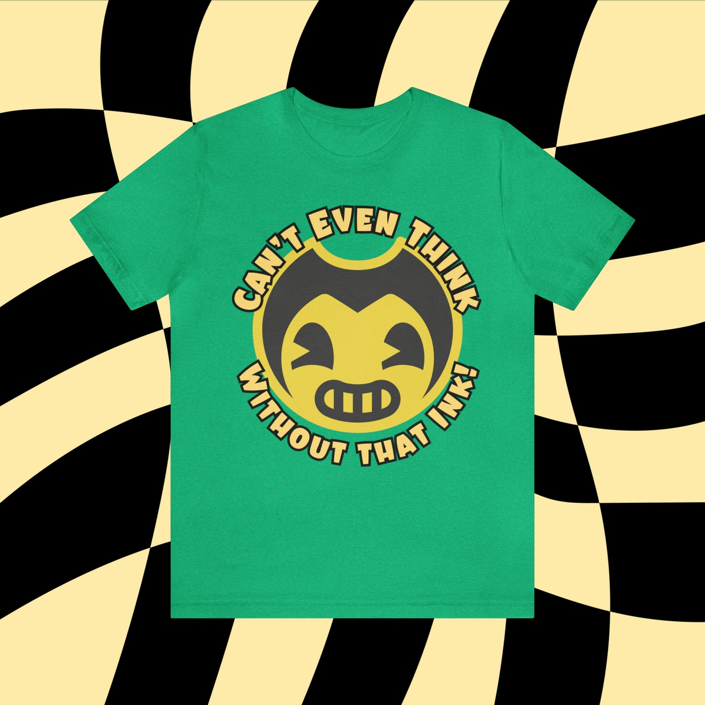 Bendy and the Ink Machine Inspired Unisex Jersey Tee | 'Can't Even Think Without That Ink' | Gamer Shirt | Vintage Style Tee