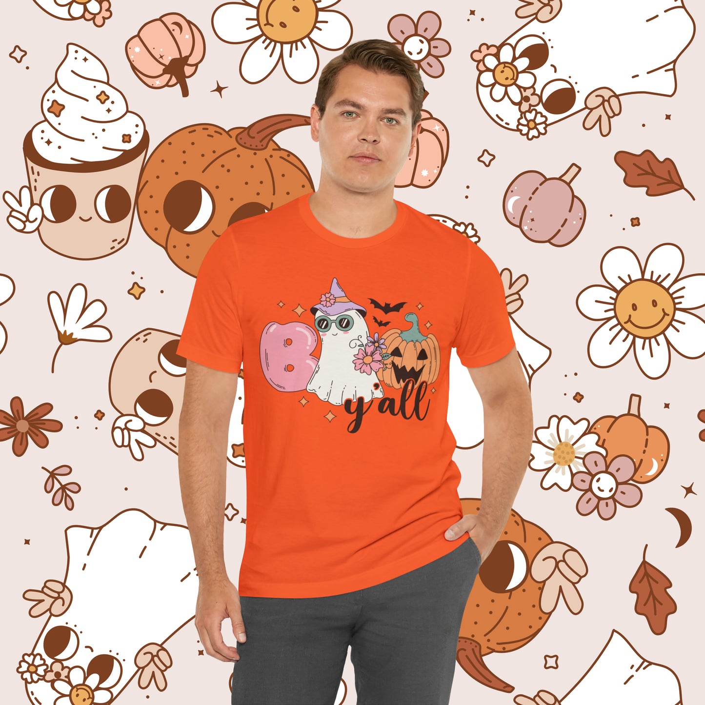 Retro Groovy Boo Y'all Unisex Jersey Short Sleeve Tee Halloween Gifts for Her Gifts for Him