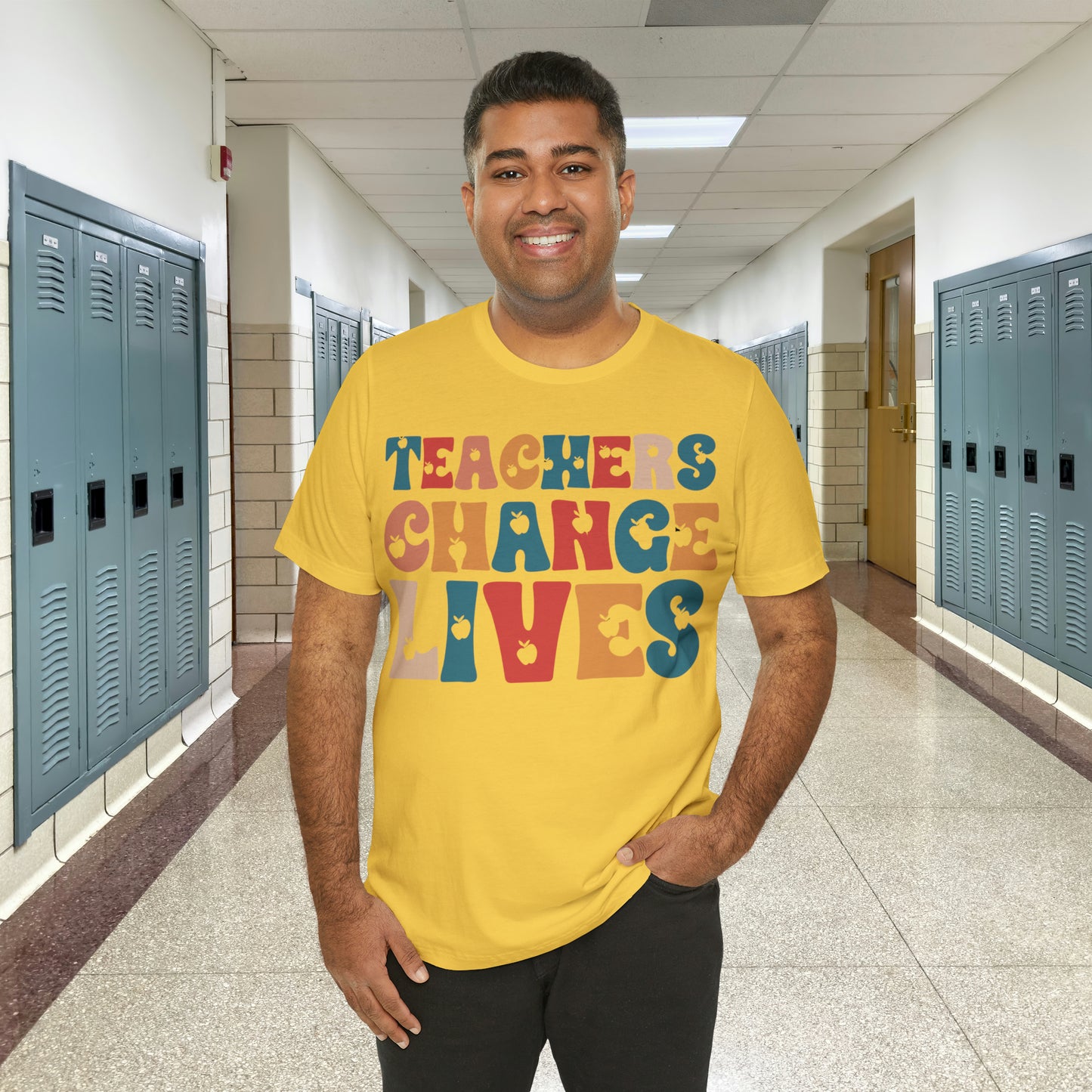 Colorful Teachers Change Lives Back to School Unisex Jersey Short Sleeve Tee Gifts for him, Gifts for Her