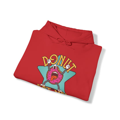 "DirkyThreadz Donut Panic Hoodie - Quirky Cartoon Design for Fun Style"
