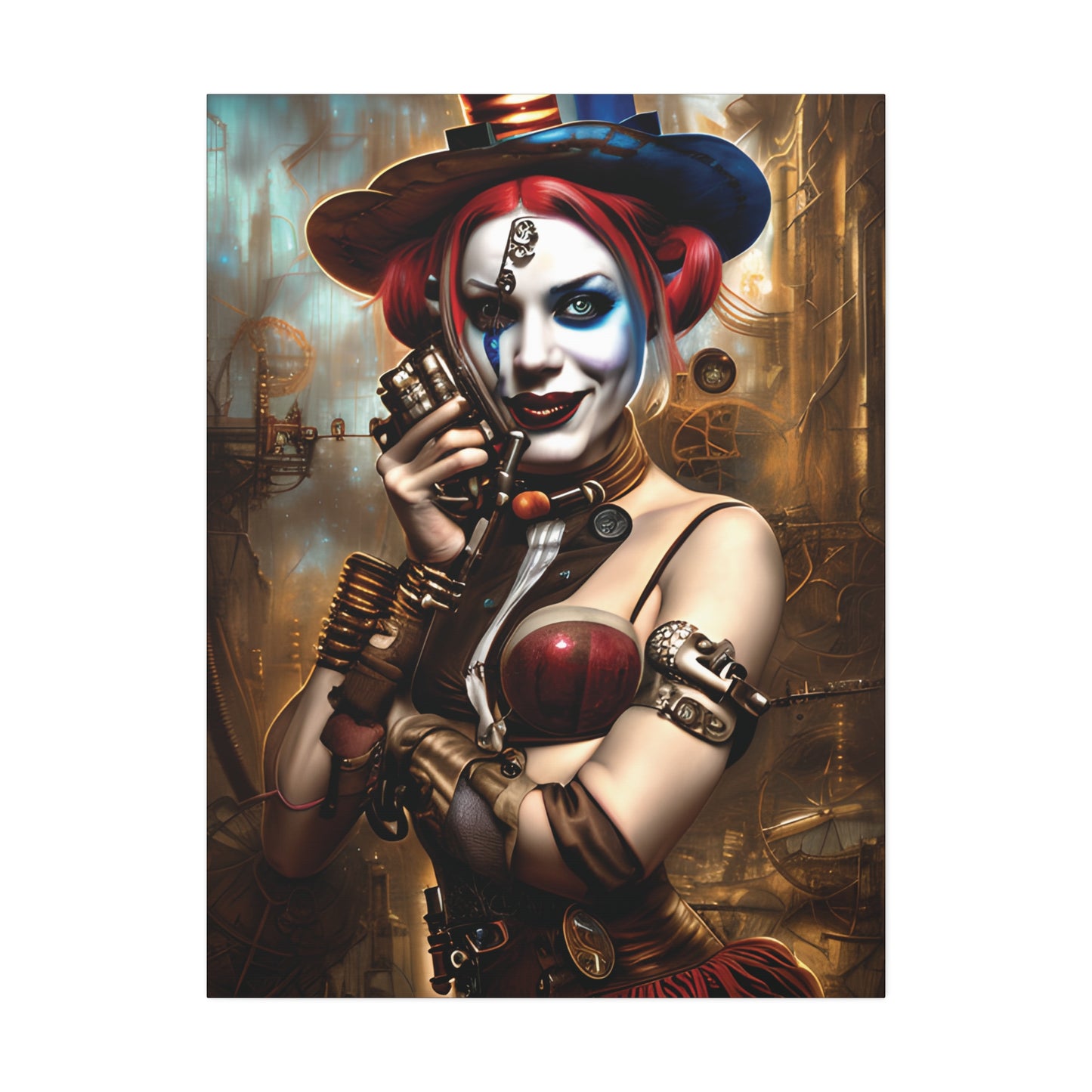 Hyper Realistic Steampunk Harley Quinn Canvas Stretched, 1.5''