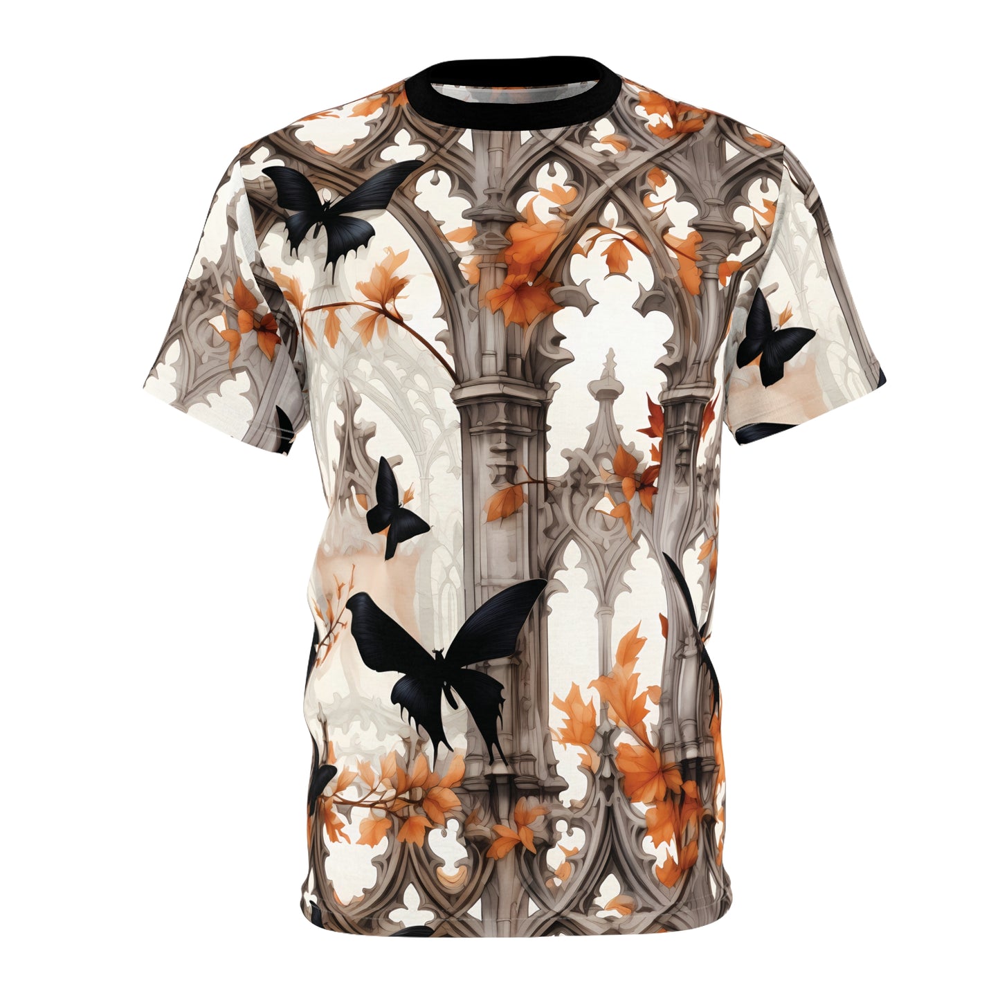 Halloween Black Butterflies Unisex Cut & Sew Tee (AOP)