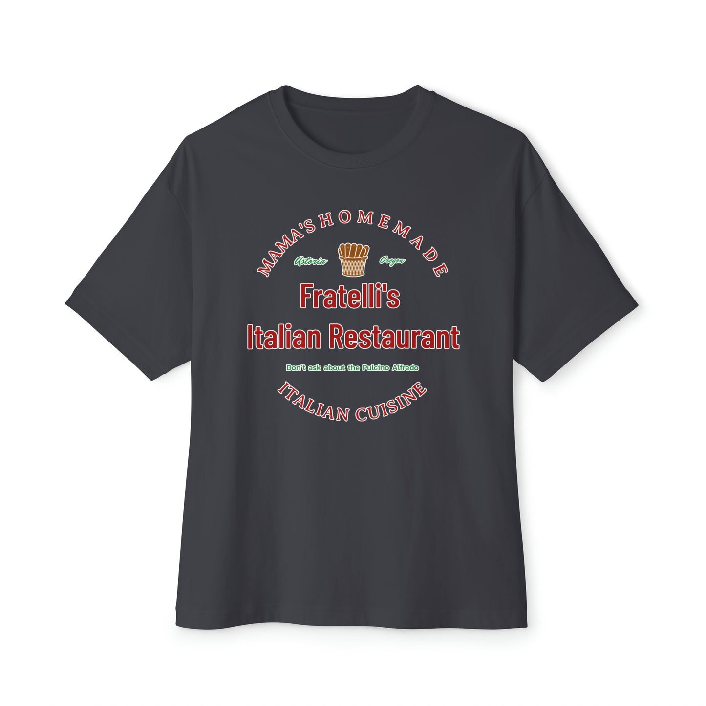 Fratelli's Italian Restaurant Unisex Oversized Boxy Tee Fratelli's Goonies Oversized Tee Movie Fashion Comedy Goonies Nostalgia Wear