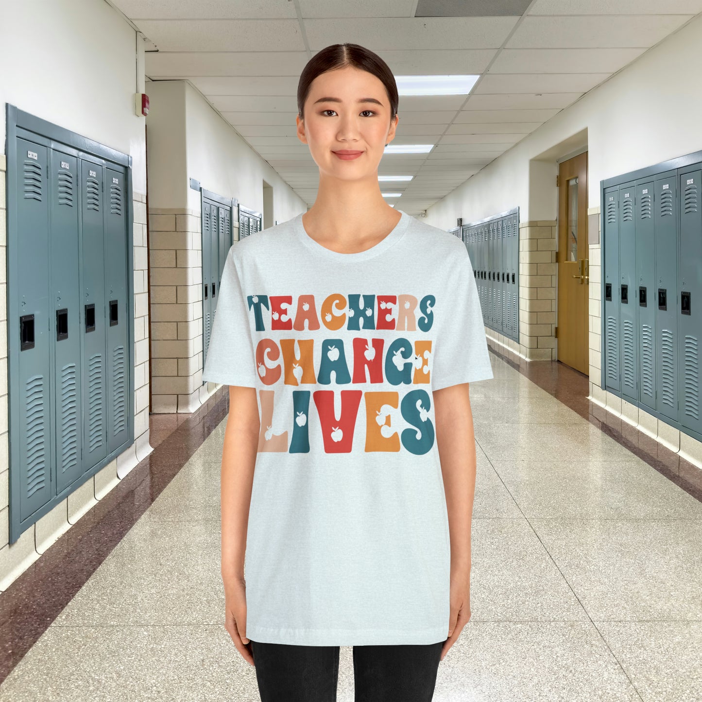 Colorful Teachers Change Lives Back to School Unisex Jersey Short Sleeve Tee Gifts for him, Gifts for Her