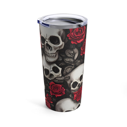 Hyper Realistic Skulls and Red Roses by artist Anne-Laure Goupil Tumbler 20oz