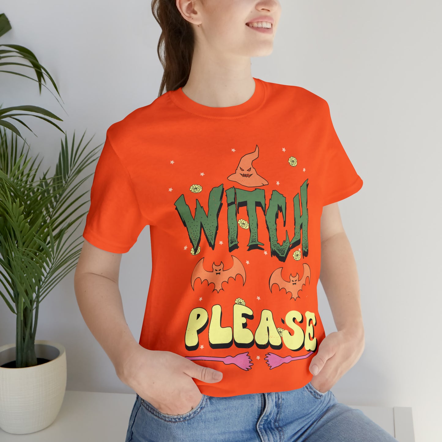 Witch Please Retro Groovy Halloween Unisex Jersey Short Sleeve Tee Gifts for Her Gifts for him