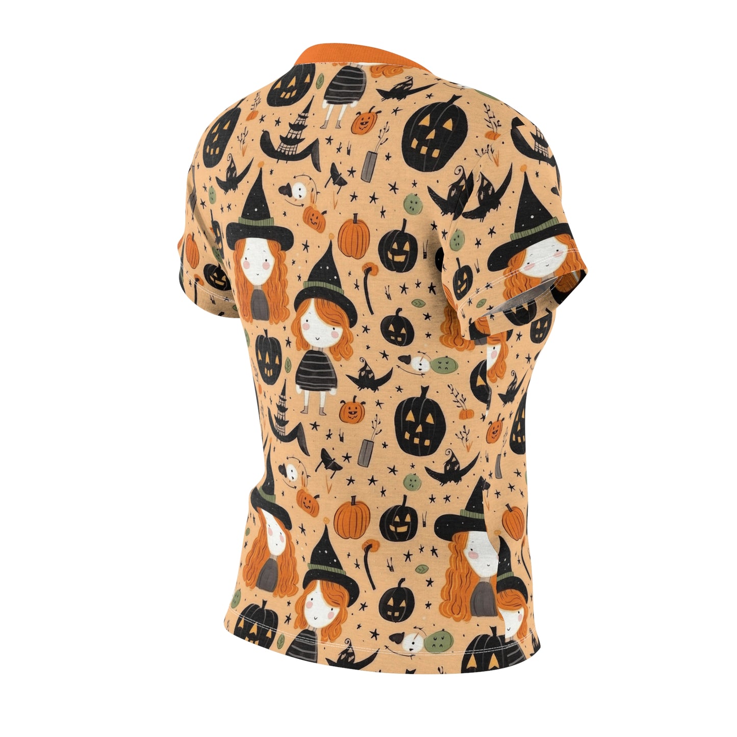 Halloween Trick or Treat Ghosts Witch Hats Jack o Lanterns Women's Cut & Sew Tee (AOP)