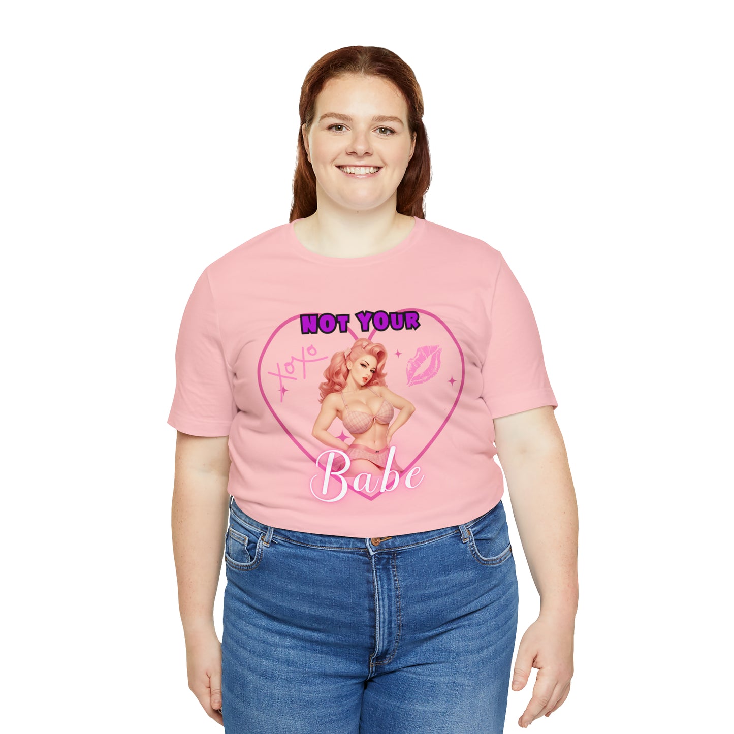 Vintage Pink Pinup Girl "Not Your Babe" on a Bella+Canva 3001 Unisex Jersey T-Shirt - A Must-Have Gift for her