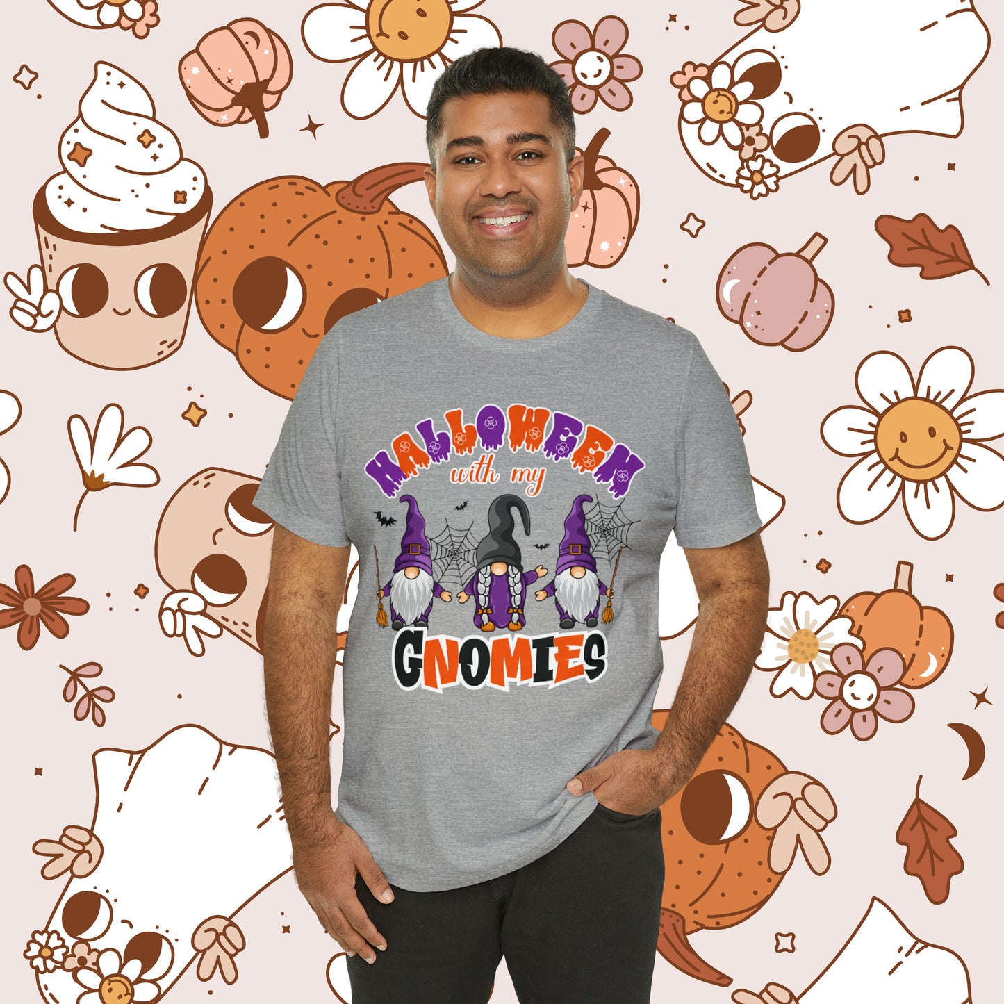 Halloween with my Gnomies Unisex Jersey Short Sleeve Tee Gifts for Him Gifts for Her