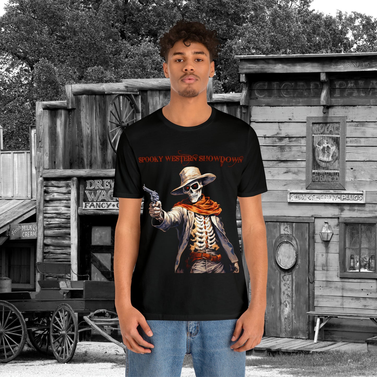 Spooky Western Showdown Western Halloween Unisex Jersey Short Sleeve Tee Gifts For Her Gifts For Him