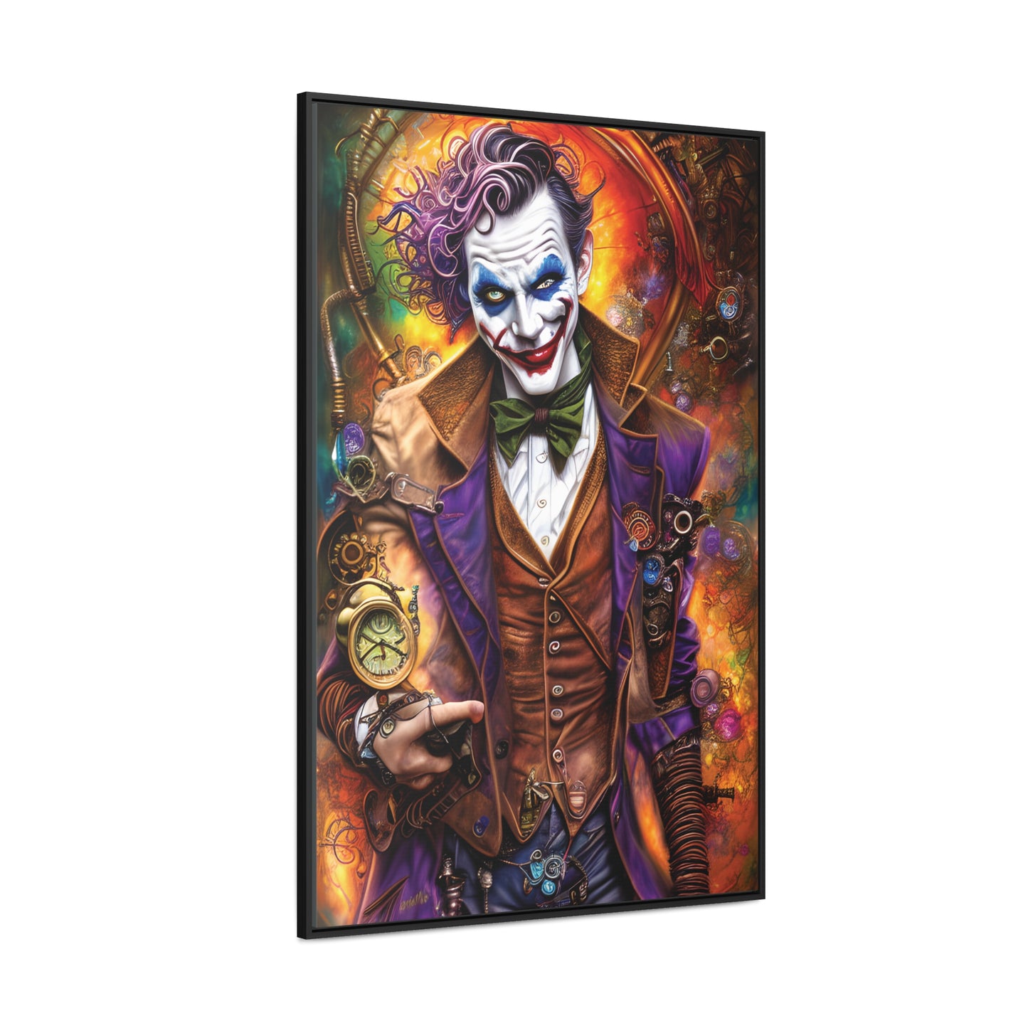 Steampunk-Joker-Hearts-Tribal-Fractal Gallery Canvas Wraps, Vertical Frame