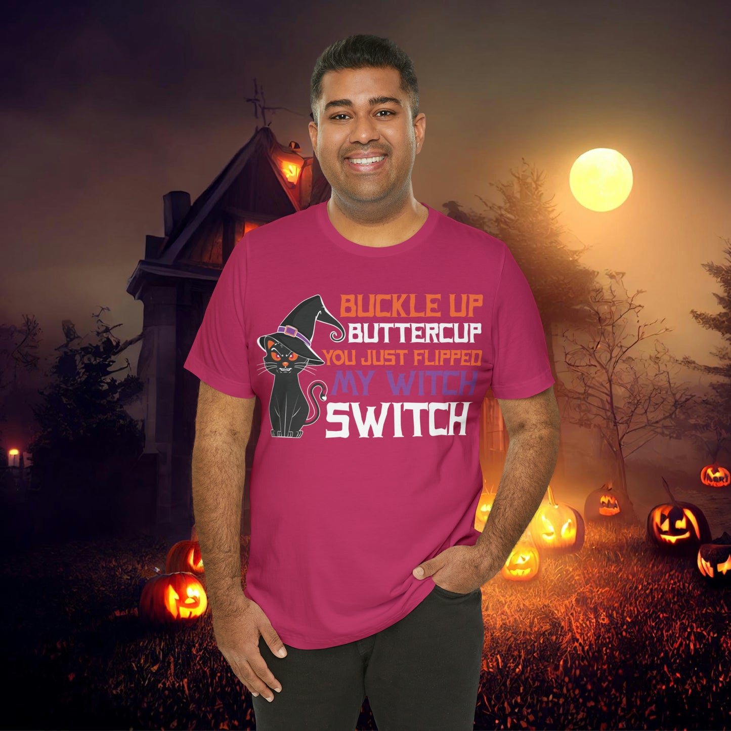 Halloween Buckle up Buttercup you just flipped my Witch Switch Unisex Jersey Short Sleeve Tee Gifts for Her